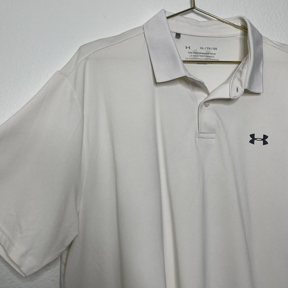 Under Armour Performance Polo XL Short Sleeve Seashell White Golf Shirt UA